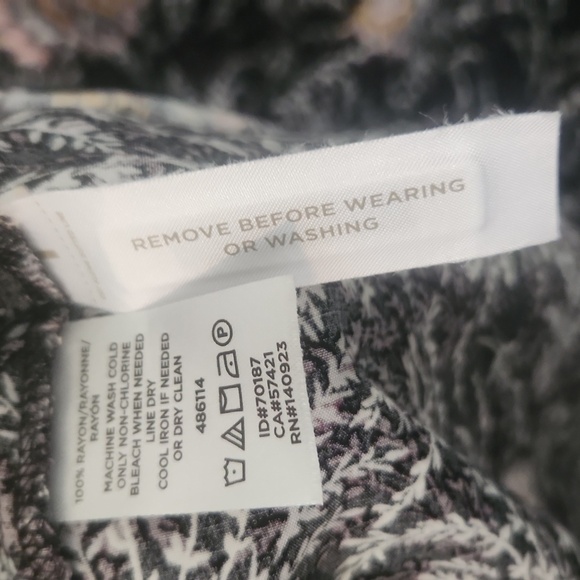 LOFT Black and Pink Floral Long Sleeve Trimmee Dress Small - Picture 6 of 7